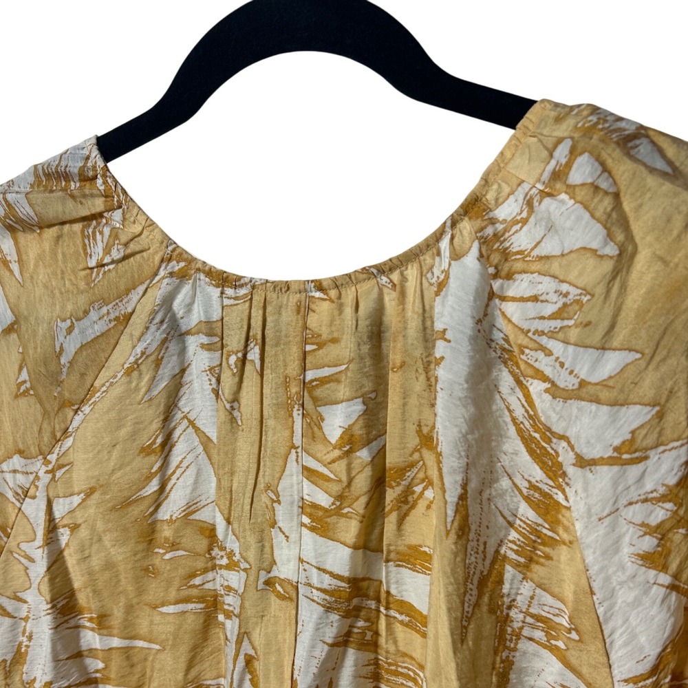 H&M Mini Dress Yellow White Pattern Balloon Sleeve V Neck Women's Size Small NWT - Picture 7 of 9